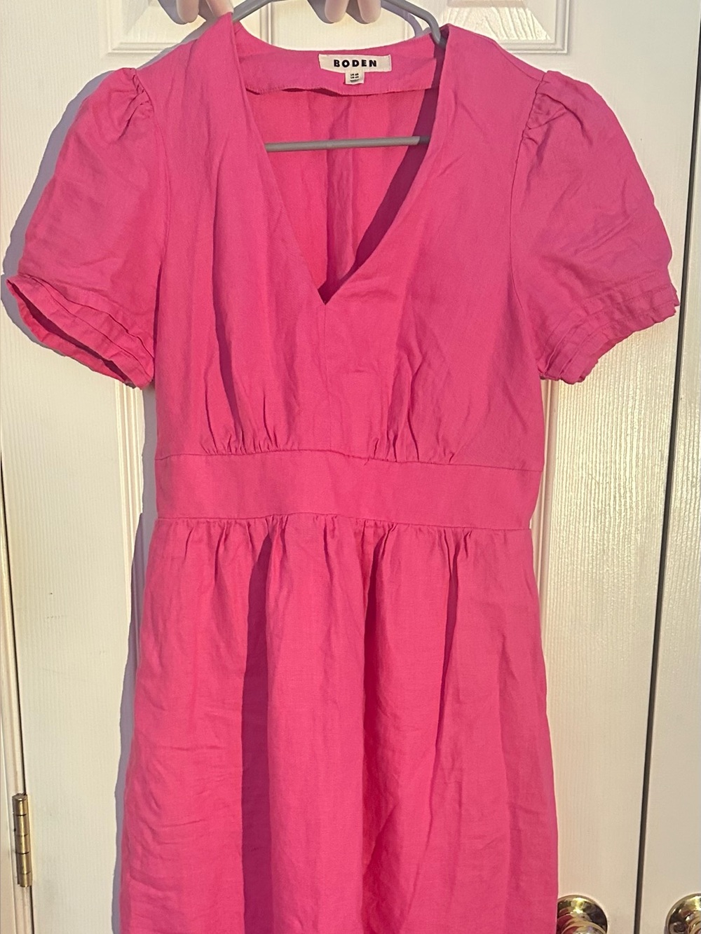 Boden Bright Pink V-Neck Tiered Dress